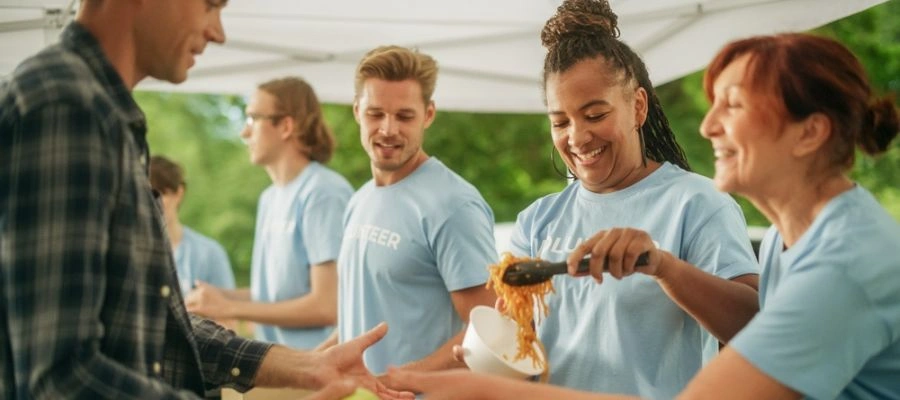 Men and women engaged in Community Service