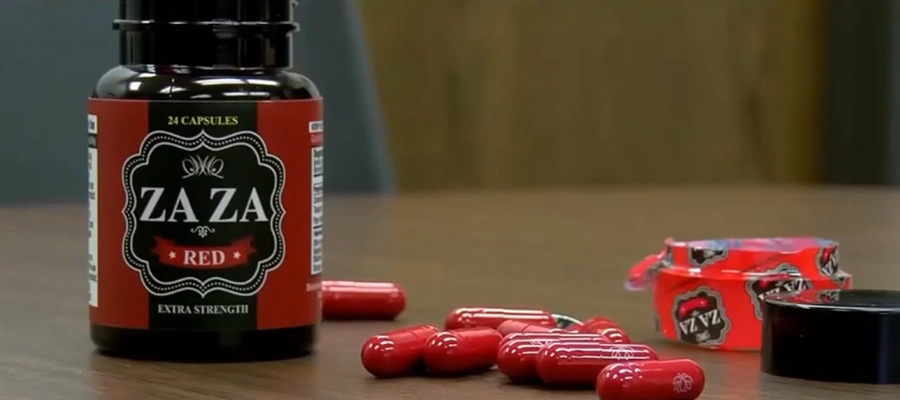 Image of bottle of "Zaza" on a table with several capsules beside it - Other Names for Tianeptine