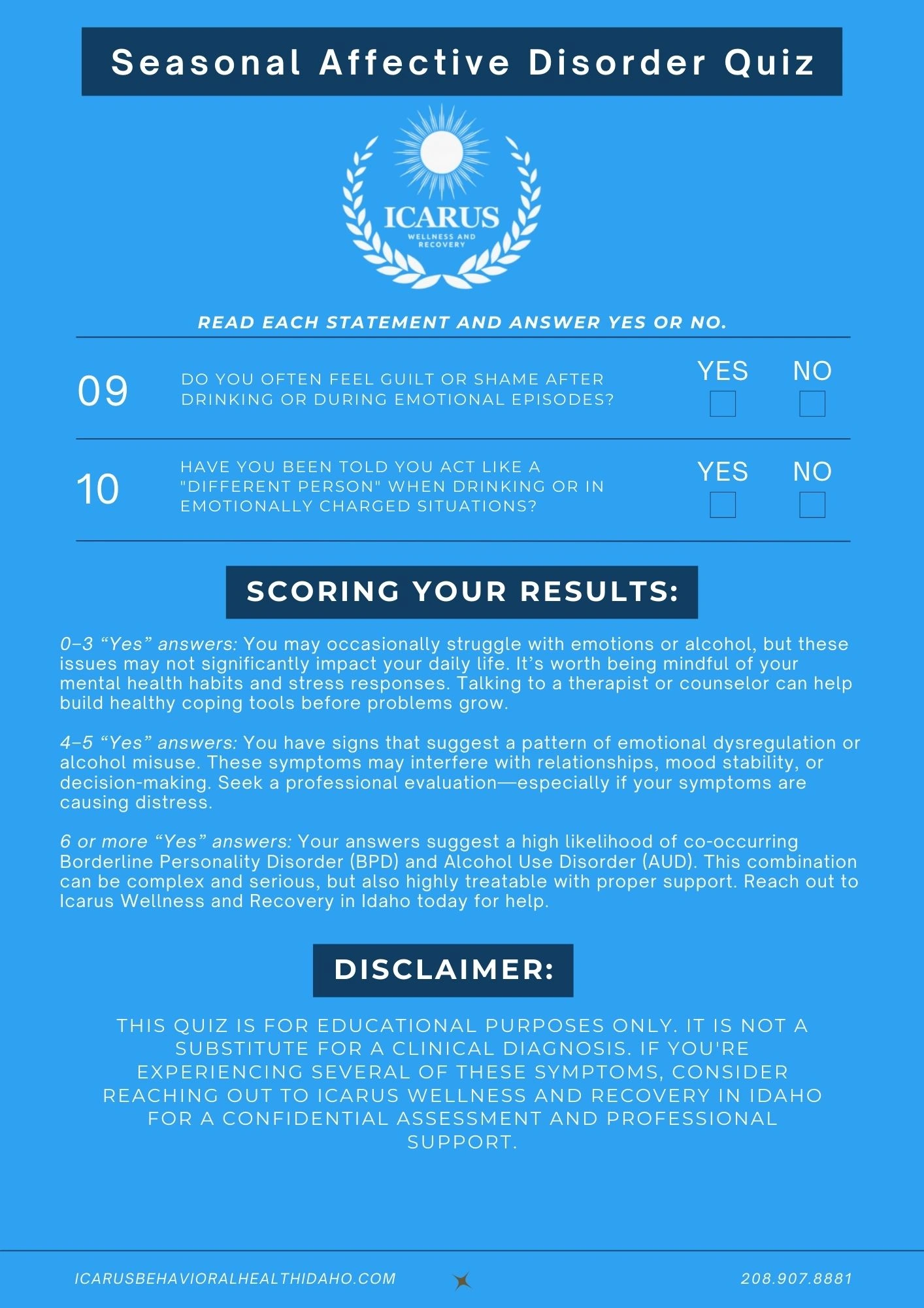 AUD BPD Self-Assessment Quiz - Icarus Wellness