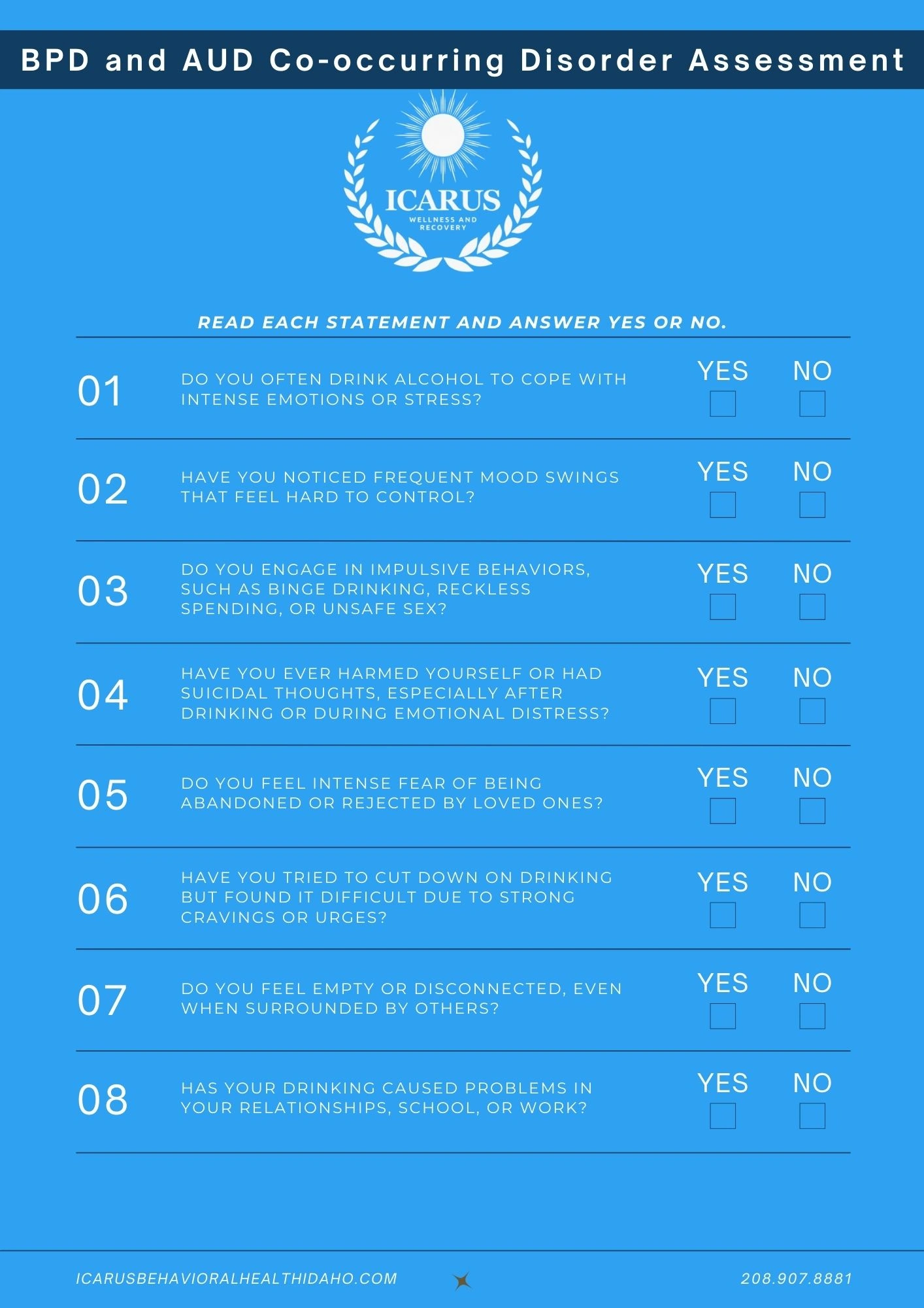 AUD BPD Self-Assessment Quiz - Icarus Wellness