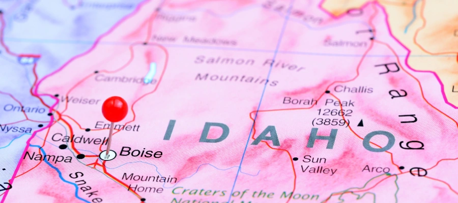 Image of the state map of Idaho