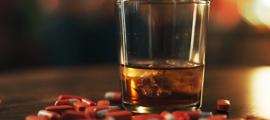 Image of atypical antidepressant medication that poses serious risks when combined with alcohol