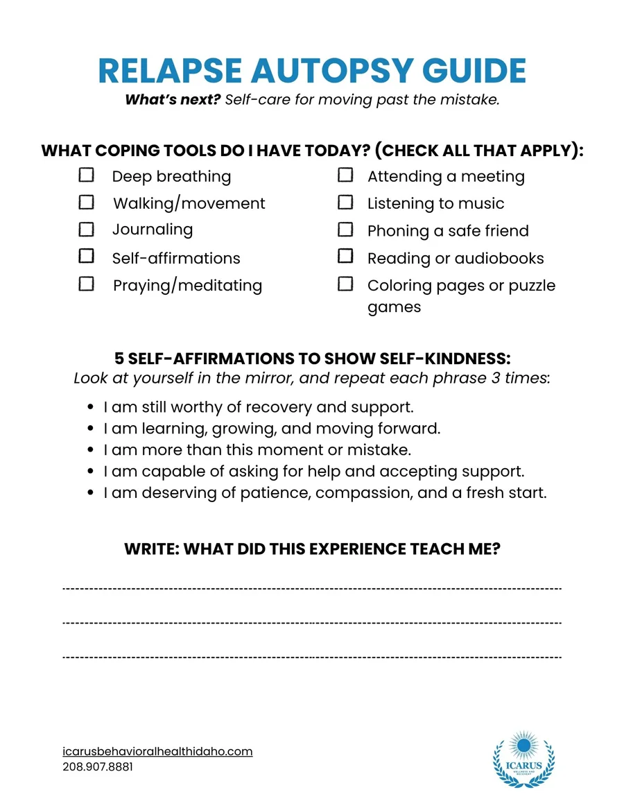Relapse Autopsy Worksheet 3 - Icarus Wellness and Recovery