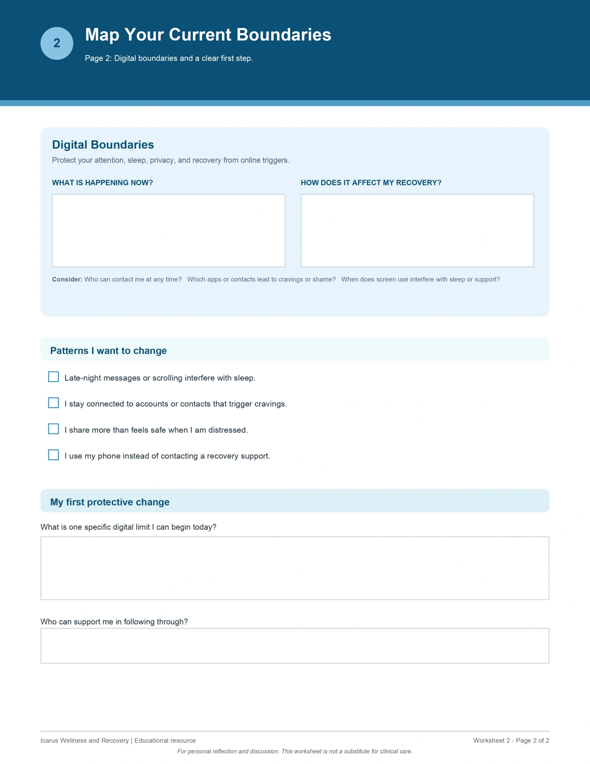 02-map-your-current-boundaries-worksheet-Boundaries in Recovery Worksheet - Icarus Wellness