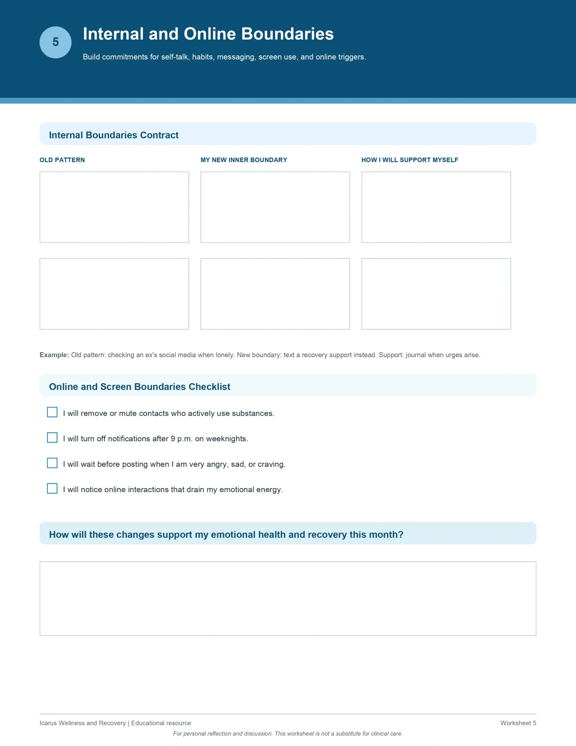 05-internal-and-online-boundaries-worksheet-Boundaries in Recovery Worksheet - Icarus Wellness