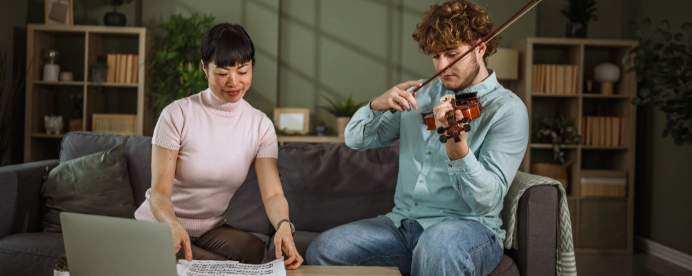 Image of a confidential individual music therapy session where personal comfort and privacy are respected