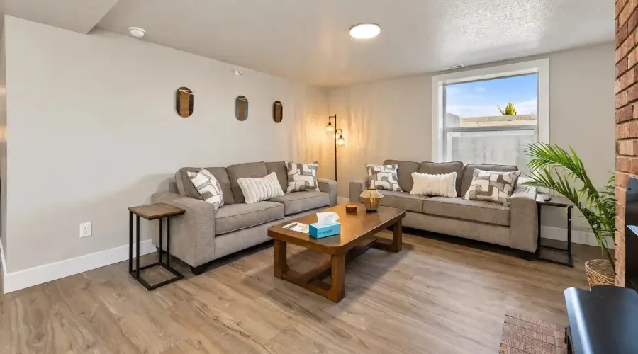 Seating room with two sofas at Icarus Wellness and Recovery in Idaho